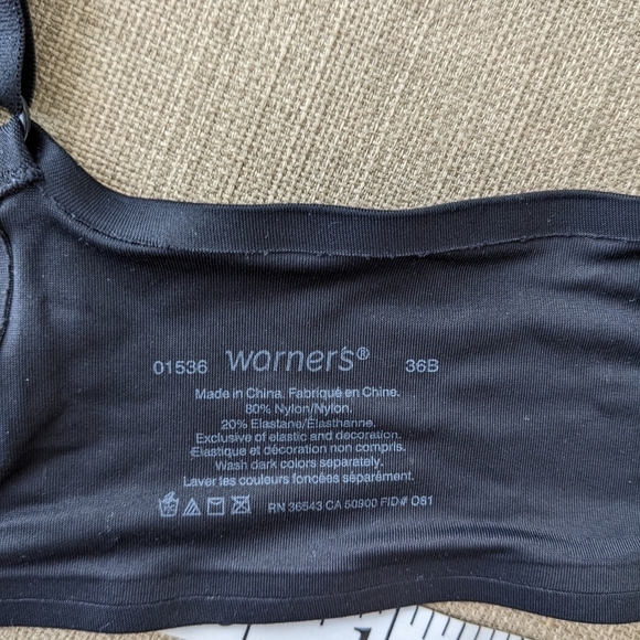 WARNER'S black tshirt tee bra 36B c059 - Picture 3 of 5